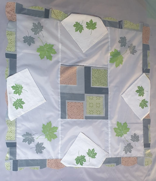 Green Parachute Rexine Border Safra with Attach Safri + 4 Napkins