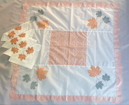 Orange Parachute Rexine Border Safra with Attach Safri + 4 Napkins