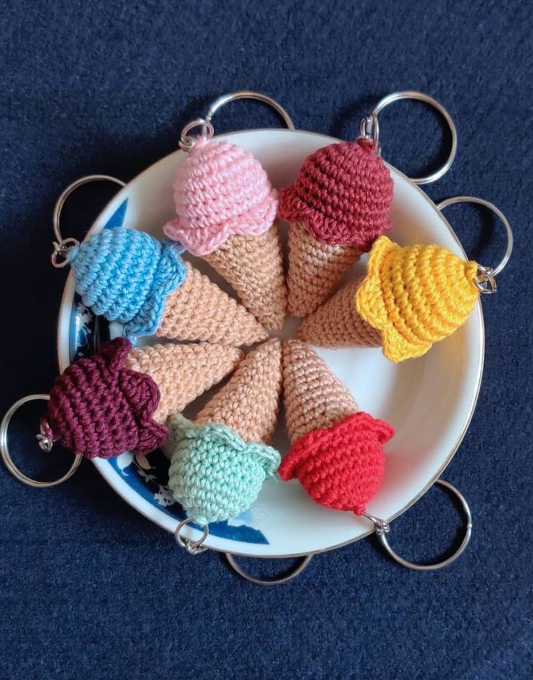 Crochet Ice Cream Keychains