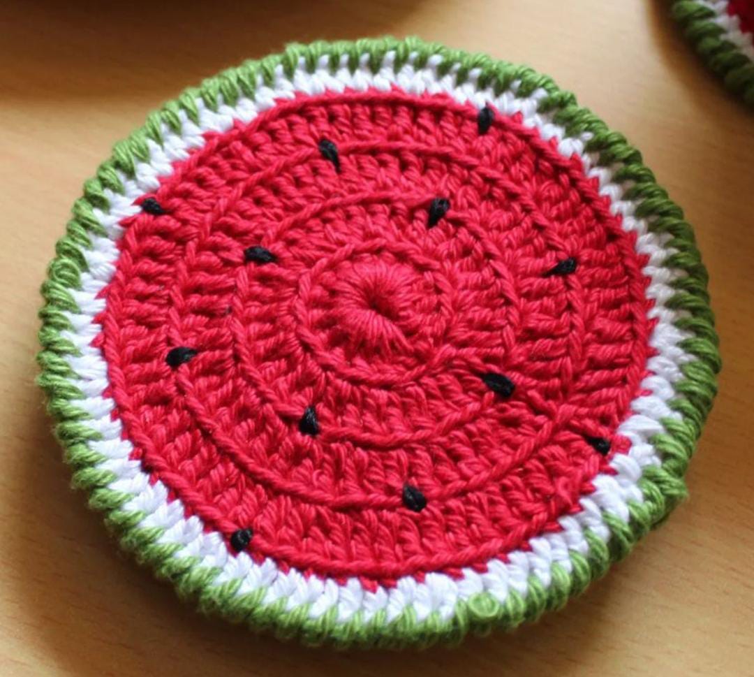 Watermelon Crochet Coaster