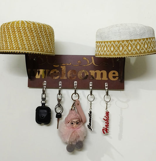 Ahlan Wasaalan Welcome | 2 in 1 Topi Stand with Hanging Hooks